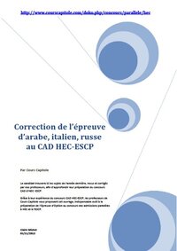 Correction sujet arabe, russe, italien au CAD HEC ESCP